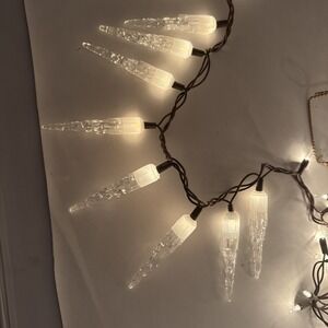 8 Vintage Clear Icicle Ornaments Christmas Tree Light Covers Reflectors Plastic